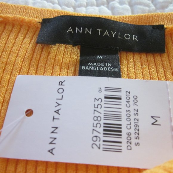 Ann Taylor Sweater M Orange Ribbed 3/4 Sleeves - Picture 2 of 4